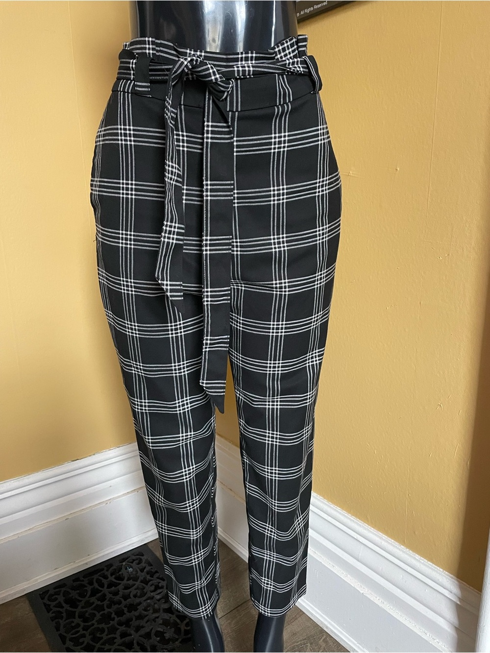 Women’s High-Waist,  Plaid Tie-Waist Pants ( 6 )